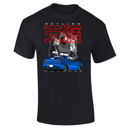 JDM T-Shirt Japanese Modified Automotive Street Drift Drag Race Car Skyline city 22